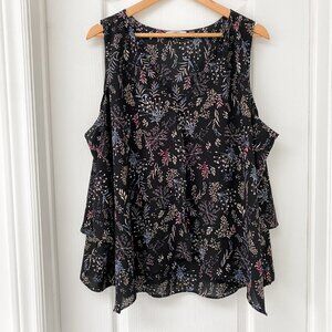 Dex - Sleeveless Pleated Floral Blouse